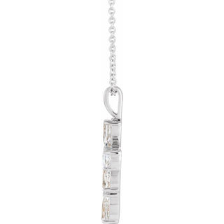 Sterling Silver Natural White Sapphire Cross 16-18" Necklace