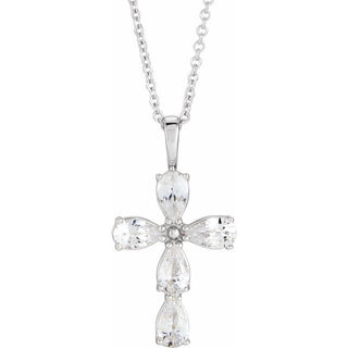 Sterling Silver 1 CTW Natural Diamond Cross 16-18" Necklace