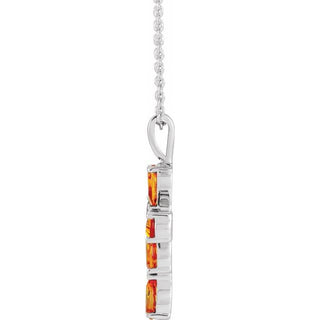 Platinum Natural Citrine Cross 16-18" Necklace