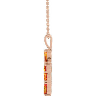 14K Rose Natural Citrine Cross 16-18" Necklace