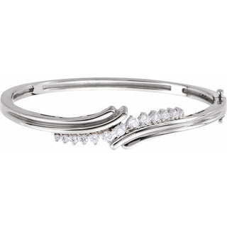 14K White 1/2 CTW Natural Diamond Bangle 7 1/2" Bracelet