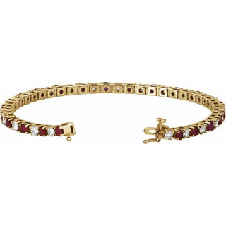 14K Yellow Lab-Grown Ruby & 2 3/8 CTW Lab-Grown Diamond Line 7" Bracelet