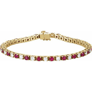 14K Yellow Natural Ruby & 2 3/8 CTW Natural Diamond Line 7" Bracelet