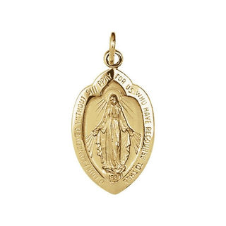14K Yellow 18x12 mm Oval Miraculous Medal Pendant  