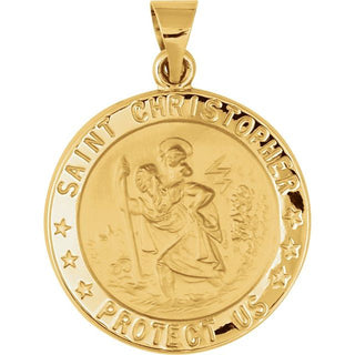 14K Yellow 22 mm Hollow Round Saint Christopher Medal