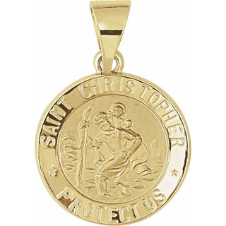14K Yellow 15 mm Hollow Round Saint Christopher Medal