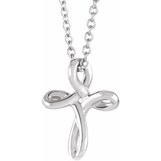 Platinum Youth Cross 15" Necklace