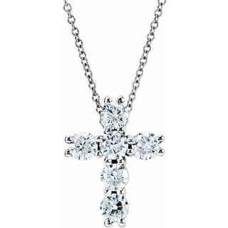 14K White 9/10 CTW Natural Diamond Cross 18" Necklace
