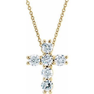 14K Yellow 1 3/8 CTW Natural Diamond Cross 18" Necklace