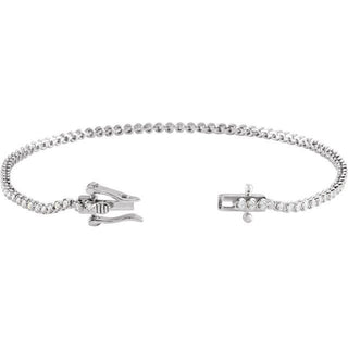 14K White 7/8 CTW Natural Diamond Line 7"  Bracelet  