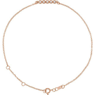 14K Rose .07 CTW Natural Diamond Bar 6 1/2-7 1/2" Bracelet