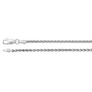 24-inch Diamond Cut Wheat Chain with Lobster Clasp - 14K White Gold