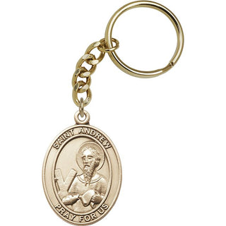 Saint Andrew Engravable Keychain - Gold Tone