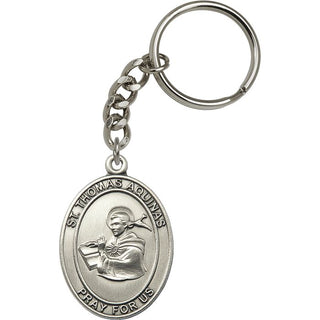 Saint Thomas Aquinas Engravable Keychain - Silver Finish