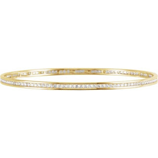 14K Yellow  1 1/2 CTW Natural Diamond Stackable Bangle 8" Bracelet