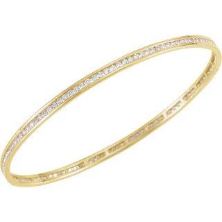 14K Yellow  1 1/2 CTW Natural Diamond Stackable Bangle 8" Bracelet