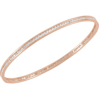 14K Rose 1 1/2 CTW Natural Diamond Stackable Bangle 8" Bracelet