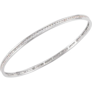 14K White 2 1/4 CTW Natural Diamond Stackable Bangle 8" Bracelet