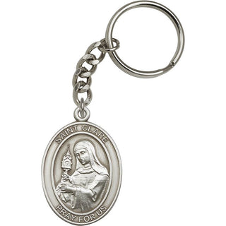Saint Clare Engravable Keychain - Silver Finish