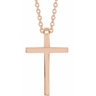 14K Rose 12x7.6 mm Cross 18" Necklace