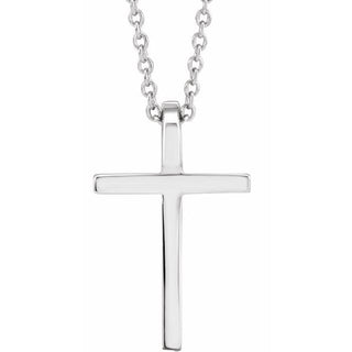 14K White 17.4x11.1 mm Cross 18" Necklace