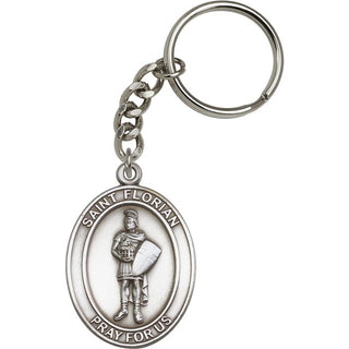 Saint Florian Engravable Keychain - Silver Finish