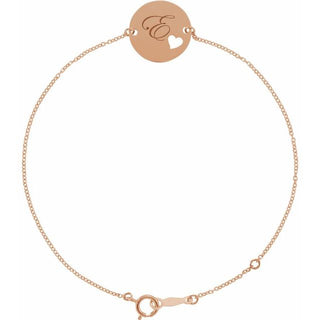 18K Rose Gold-Plated Sterling Silver Engravable Pierced Heart Disc 7-8" Bracelet