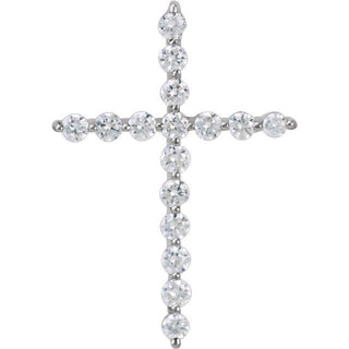 14K White 1/5 CTW Lab-Grown Diamond Cross Pendant