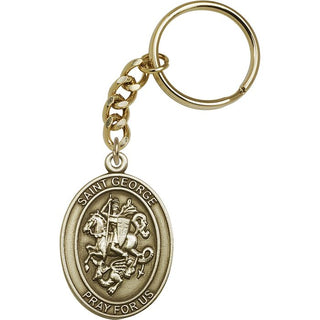 Saint George Engravable Keychain - Gold Tone