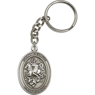 Saint George Engravable Keychain - Silver Finish