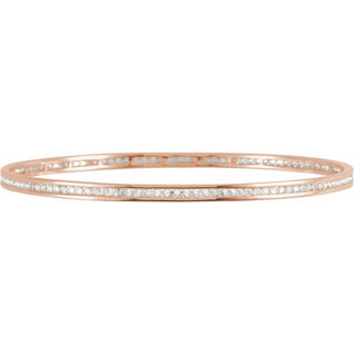 14K Rose 1 1/2 CTW Natural Diamond Stackable Bangle 8" Bracelet