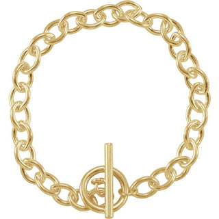 Yellow-Plated Sterling Silver 7mm Charm Cable 8" Bracelet