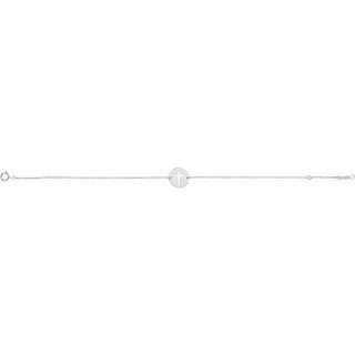 14K White Pierced Cross Disc 7-8" Bracelet 