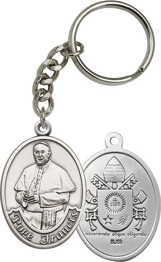 Silver Oxide Pope Francis Keychain
