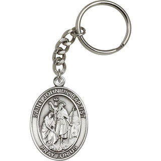 Saint John the Baptist Engravable Keychain - Silver Finish