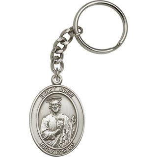 Saint Jude Engravable Keychain - Silver Finish