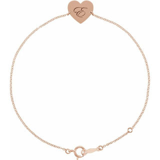 18K Rose Gold-Plated Sterling Silver Engravable Heart 7-8" Bracelet
