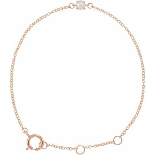 14K Rose Faux Pearl Youth Birthstone 4 1/2-5 1/2" Bracelet