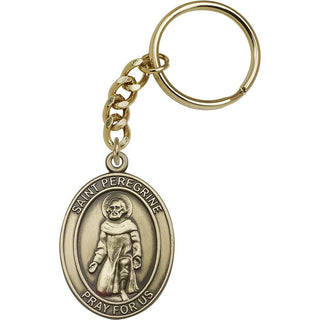 Gold Saint Peregrine Keychain | Engravable