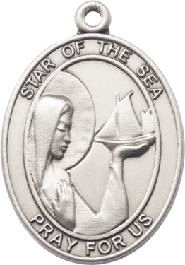 Silver Our Lady Star of the Sea Engravable Keychain