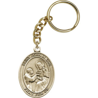 Saint John of God Engravable Keychain - Gold Tone