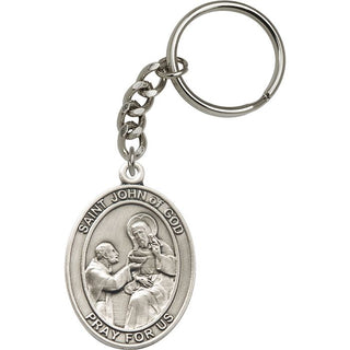 Saint John of God Engravable Keychain - Silver Finish