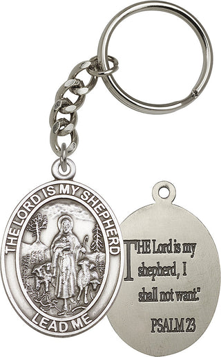 Silver Oxide Lord Is My Shepherd Keychain