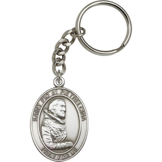 Saint Pio of Pietrelcina Engravable Keychain - Silver Finish