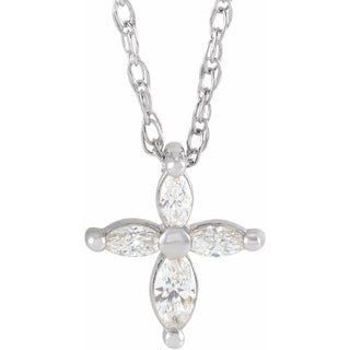 Platinum 1/6 CTW Natural Diamond Cross 16" Necklace