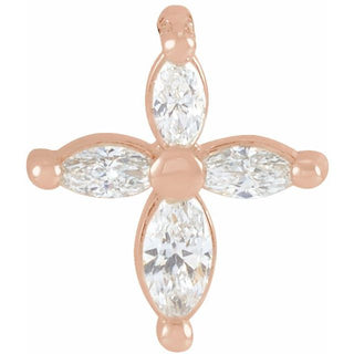 14K Rose 1/6 CTW Natural Diamond Cross Pendant
