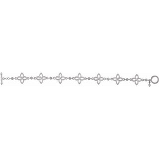 14K White Floral 7 1/2" Bracelet