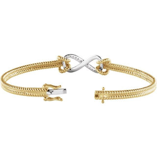 14K Yellow/White  1/8 CTW Natural Diamond Bangle 7 1/2â Bracelet