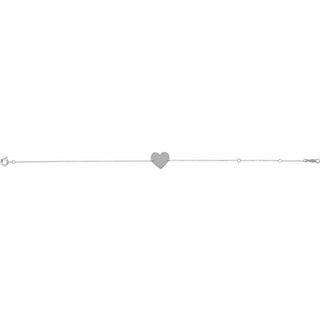 14K White Engravable Heart 7-8" Bracelet
