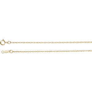 18-inch 1MM Rope Chain with Spring Ring - 14K Yellow Gold